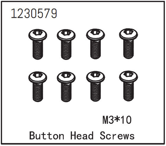 Absima Button Head Screw M3*10 (8) ( AB 1230579)