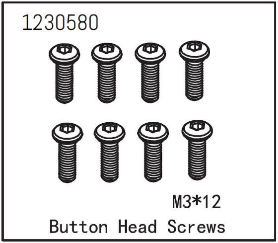 Absima Button Head Screw M3*12 (8) ( AB 1230580)