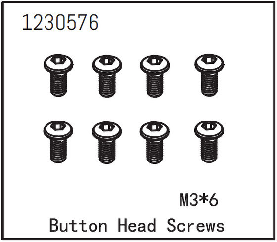 Absima Button Head Screw M3*6 (8) ( AB 1230576)