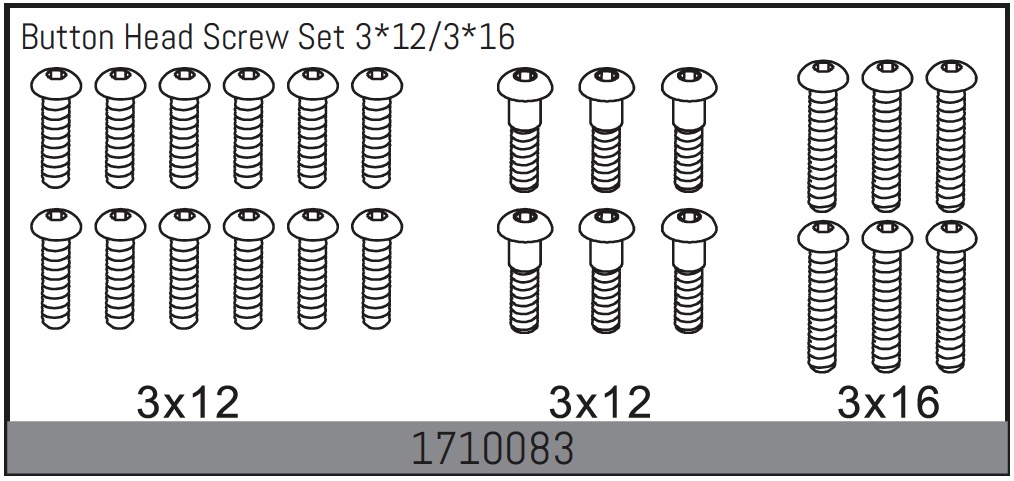 Absima Button Head Screw Set 3*12/3*16 ( AB 1710083)