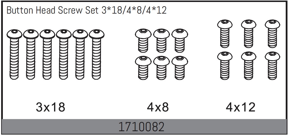 Absima Button Head Screw Set 3*18/4*8/4*12 ( AB 1710082)