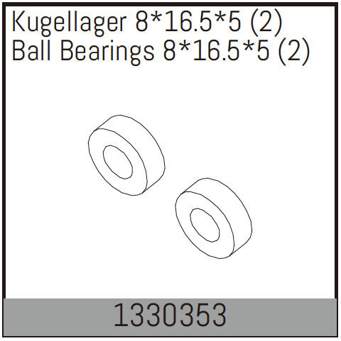 Absima Ball Bearings 8*16.5*5 (2) ( AB 1330353)