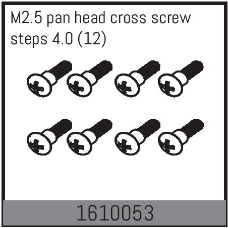 Absima M2.5 Pan Head Cross Screw Steps 4.0 (12) ( AB 1610053)