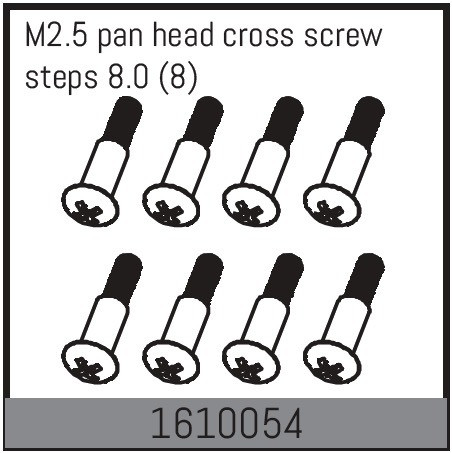 Absima M2.5 Pan Head Cross Screw Steps 8.0 (8) ( AB 1610054)