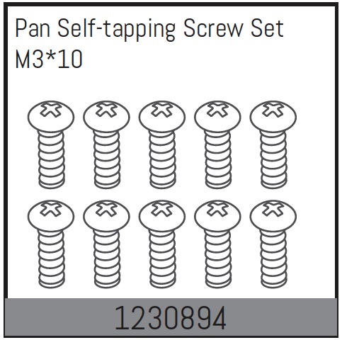 Absima M3*10 Pan Self-Tapping Screw Set (10) ( AB 1230894)