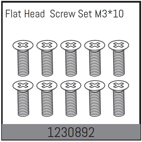 Absima M3*10 Flat Head Screw Set (10)
 ( AB 1230892)