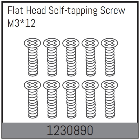 Absima M3*12 Flat Head Self-Tapping Screw Set (10) ( AB 1230890)