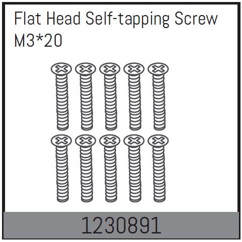 Absima M3*20 Flat Head Self-Tapping Screw Set (10) ( AB 1230891)
