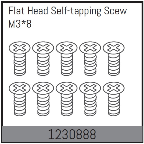 Absima M3*8 Flat Head Self-Tapping Screw Set (10) ( AB 1230888)