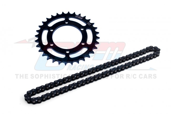 GPM Promoto MX  Medium Carbon Steel 32T High Speed Hub Chain Sprocket + 40 Manganese Steel 68 Roller Chain (MX6832S-BK)