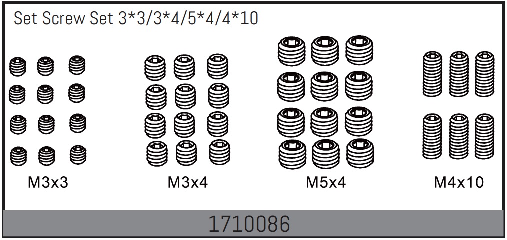 Absima Set Screw Set 3*3/3*4/5*4/4*10 ( AB 1710086)