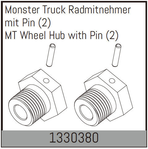 Absima Mt Wheel Hub With Pin (2) ( AB 1330380)