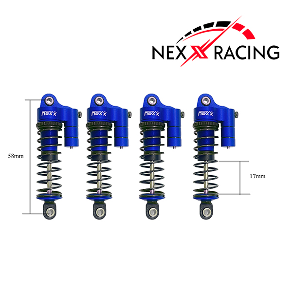Nexx Racing 58mm Reservoir Shocks (4pcs) Arrma 1:18 GRANITE/ TYPHON/ MOJAVE (NX-419-BL)