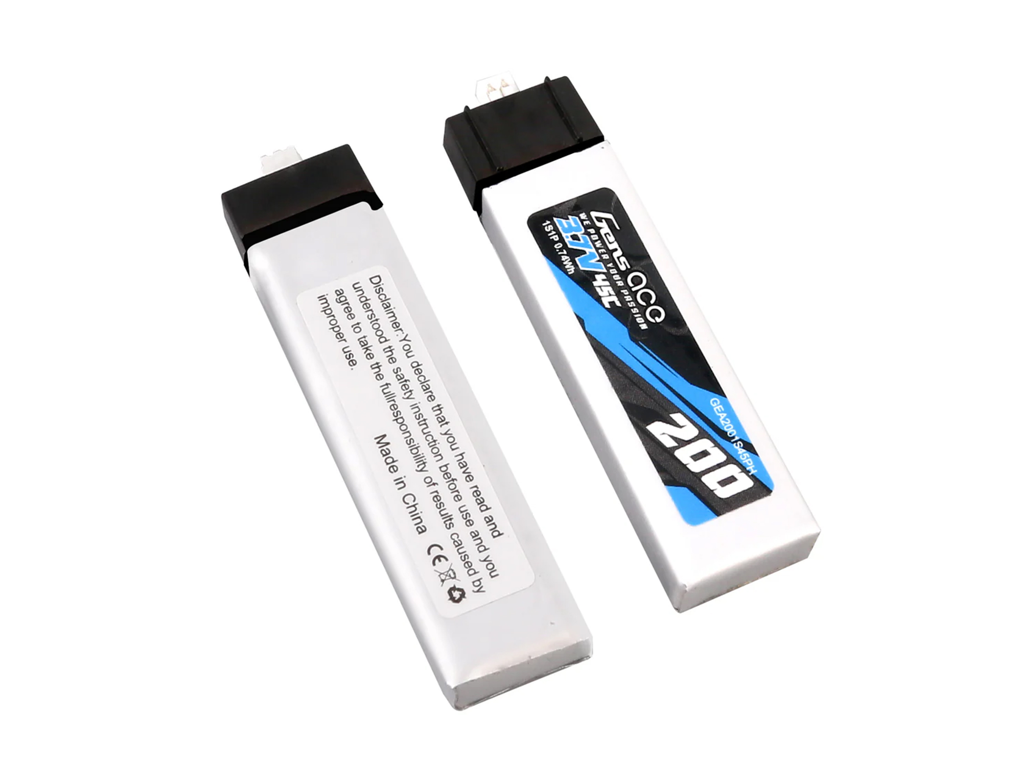 Gens Ace Li-Po 1S 3.7V 200mAh 45C with PH1.5-2O-G1S0200-45PH (O-G1S0200-45PH)