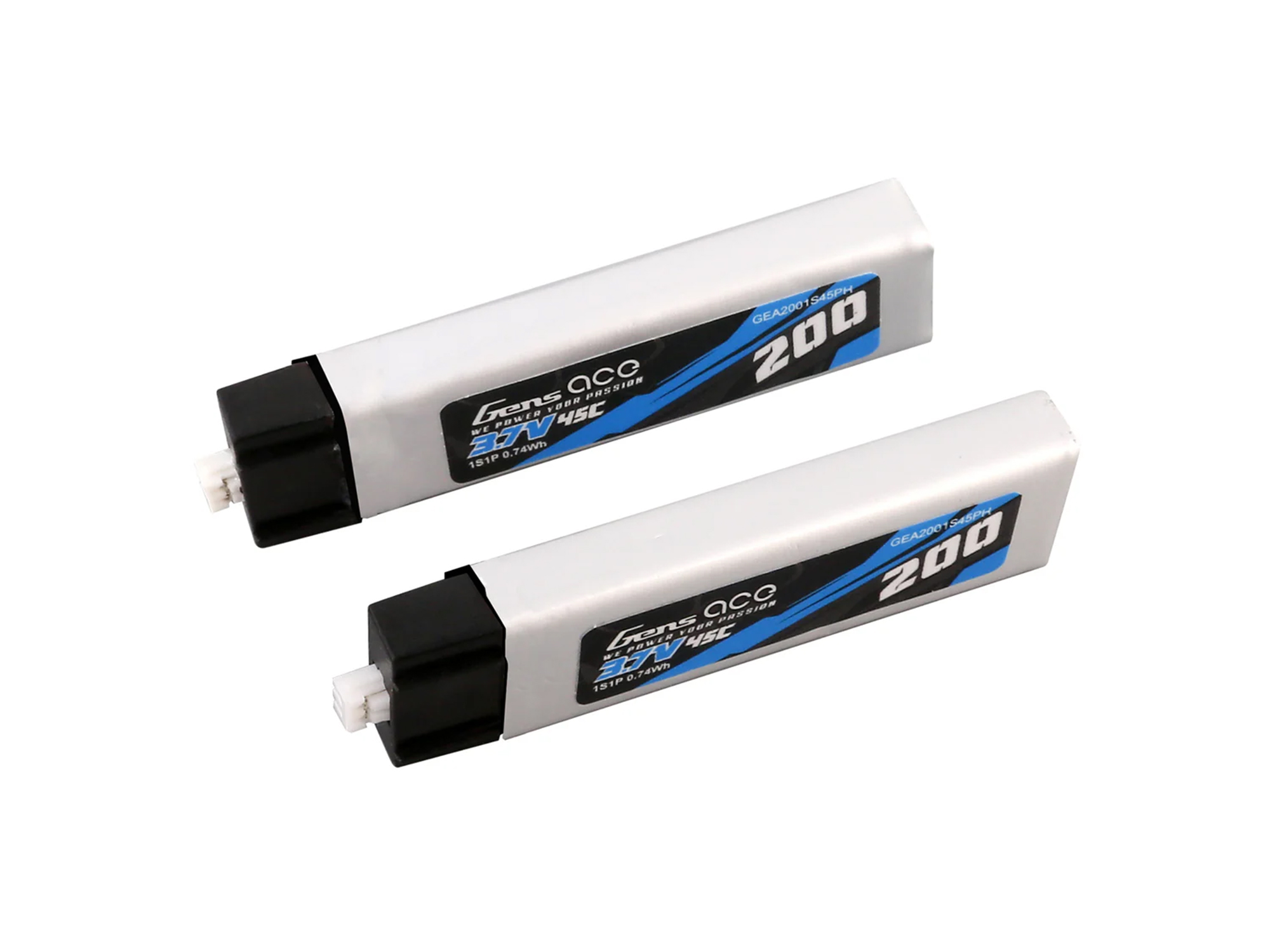 Gens Ace Li-Po 1S 3.7V 200mAh 45C with PH1.5-2O-G1S0200-45PH (O-G1S0200-45PH)