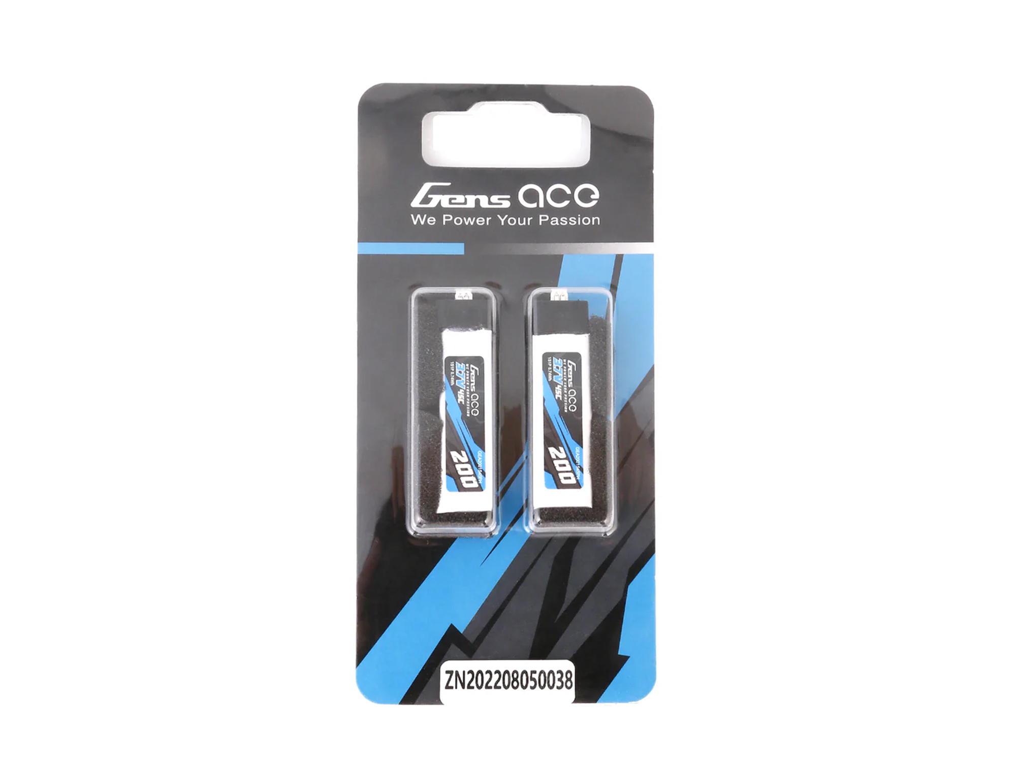 Gens Ace Li-Po 1S 3.7V 200mAh 45C with PH1.5-2O-G1S0200-45PH (O-G1S0200-45PH)