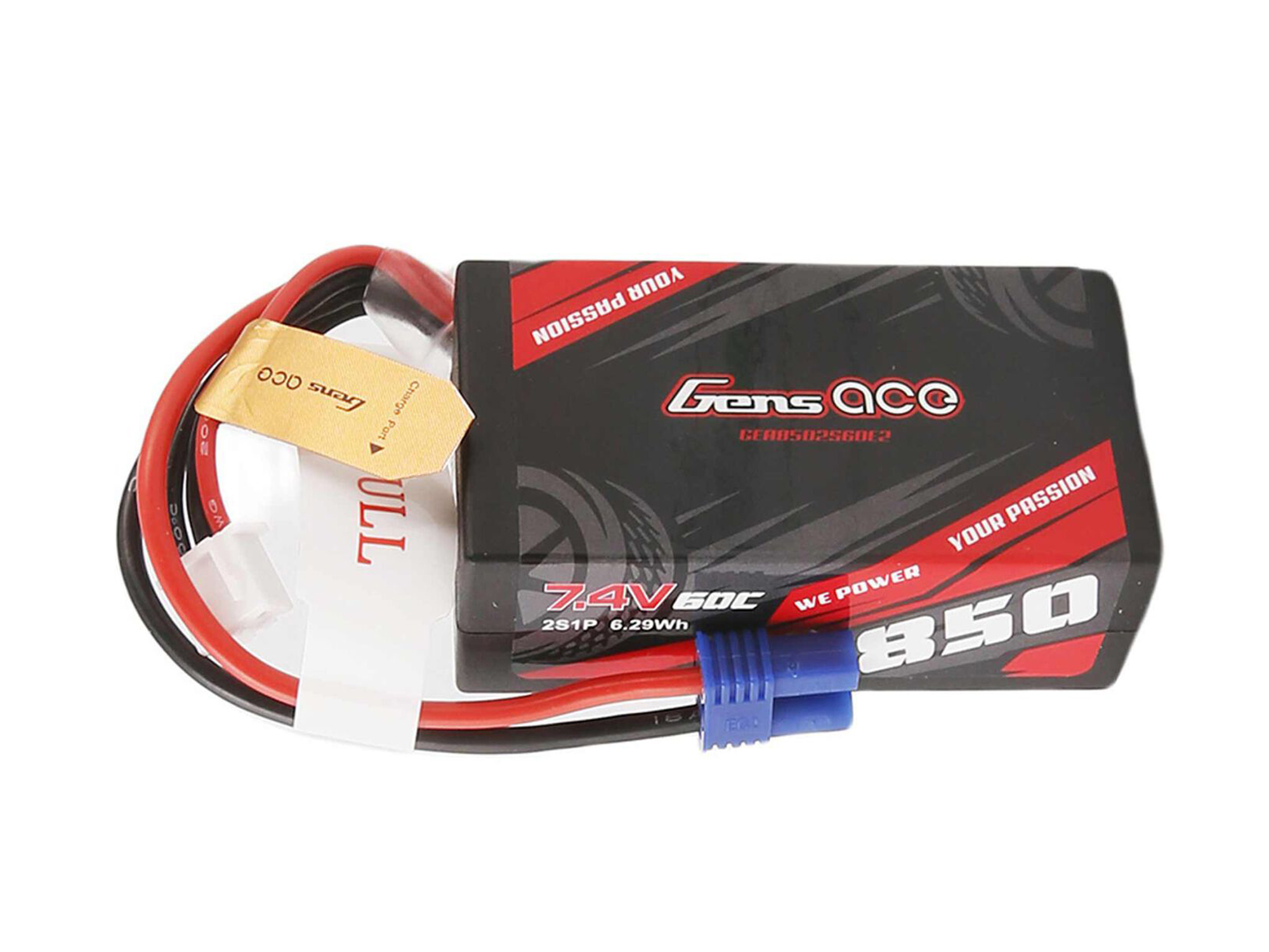 Gens Ace Li-Po Car 2S 7.4V 850mAh 60C with EC2 (O-GC2S0850-60E2)