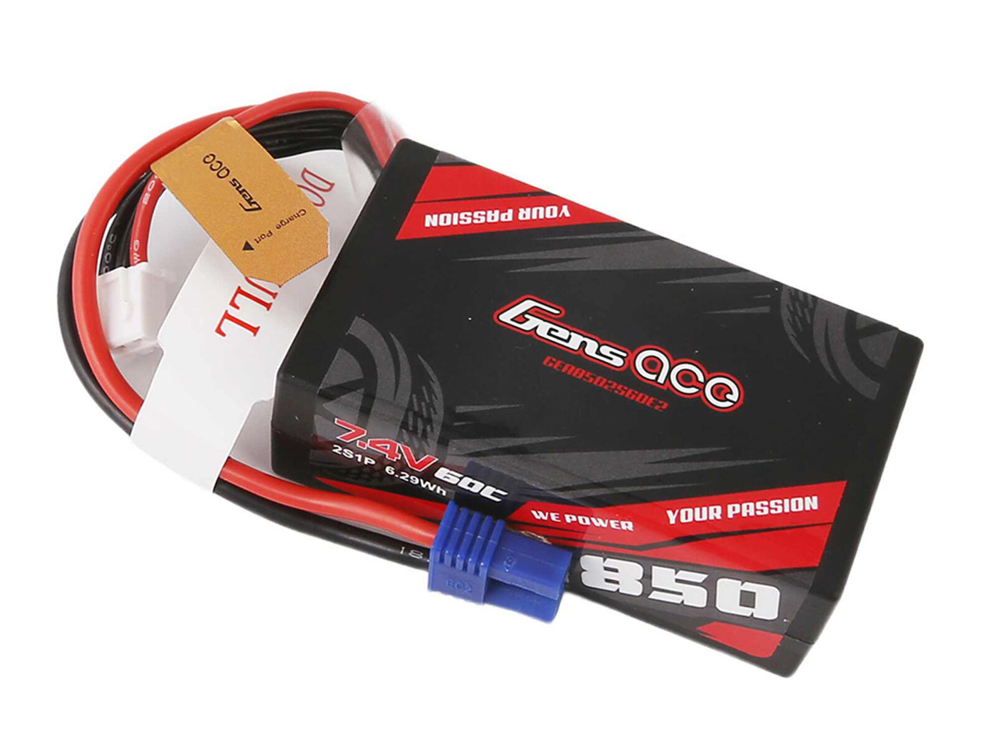 Gens Ace Li-Po Car 2S 7.4V 850mAh 60C with EC2 (O-GC2S0850-60E2)