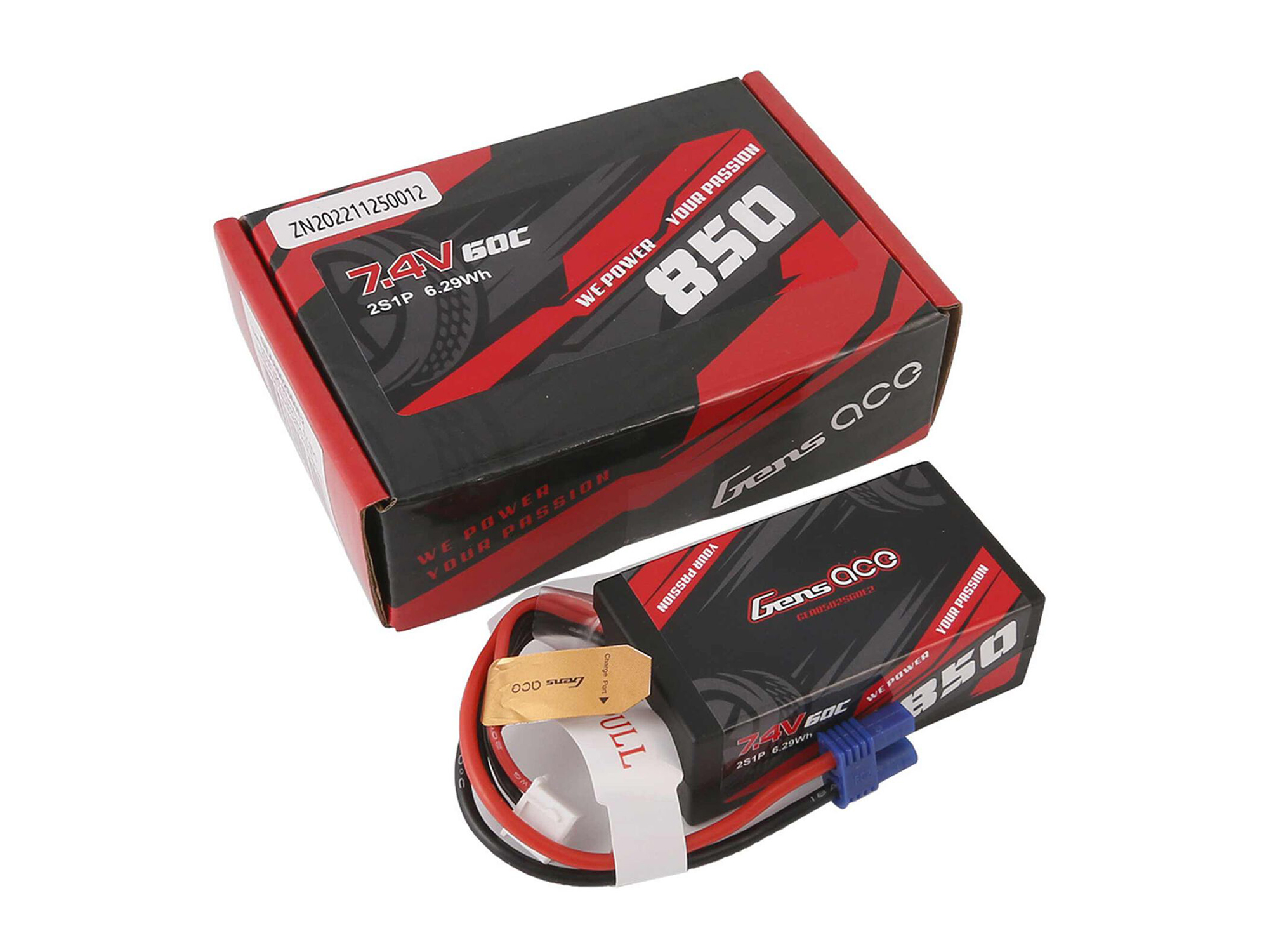 Gens Ace Li-Po Car 2S 7.4V 850mAh 60C with EC2 (O-GC2S0850-60E2)