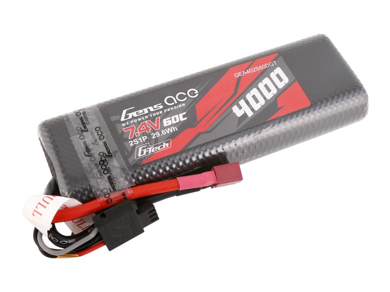 Gens Ace Li-Po G-Tech Car Hard Case 2S 7.4V 4000mAh 60C Bashing T-Connector (O-GTC2S4000-60T)