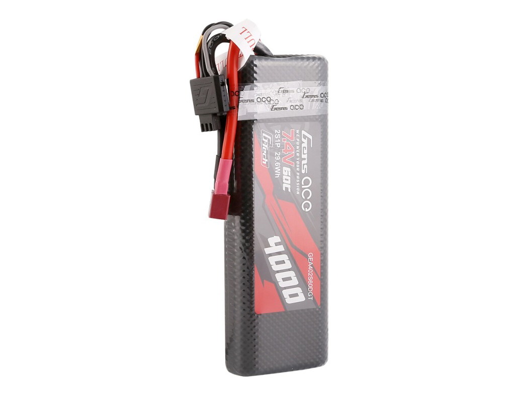 Gens Ace Li-Po G-Tech Car Hard Case 2S 7.4V 4000mAh 60C Bashing T-Connector (O-GTC2S4000-60T)