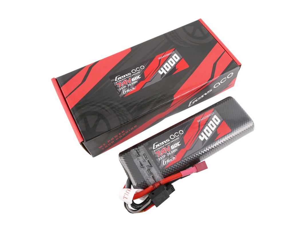 Gens Ace Li-Po G-Tech Car Hard Case 2S 7.4V 4000mAh 60C Bashing T-Connector (O-GTC2S4000-60T)