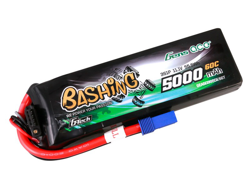 Gens ace Li-Po Car G-Tec 3S 11.1V 5000mAh 60C Bashing With EC5 (O-GTC3S5000-60E5)