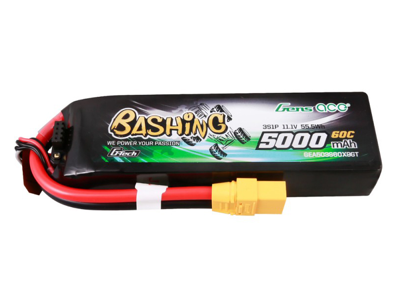 Gens ace Li-Po Car 3S 11.1V 5000mAh 60C Bashing with XT90 (O-GC3S5000-60X9)