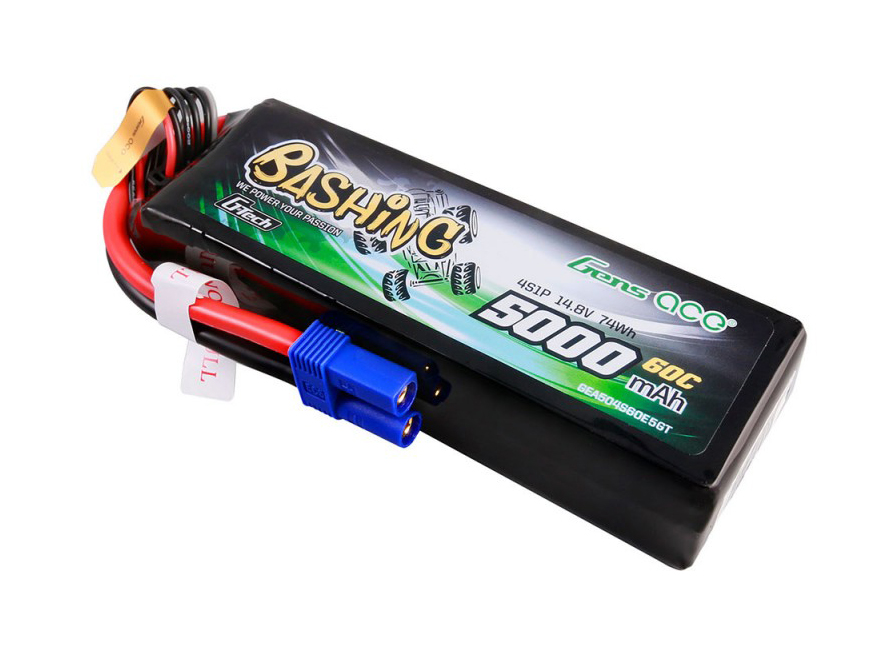 Gens Ace Li-Po Car G-Tech 4S 14.8V 5000mAh 60C Bashing with EC5 (O-GTC4S5000-60E5)