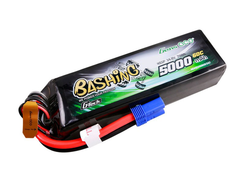 Gens Ace Li-Po Car G-Tech 4S 14.8V 5000mAh 60C Bashing with XT90 (O-GTC4S5000-60X9)