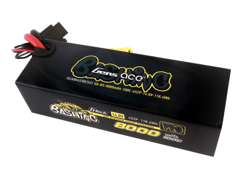 Gens Ace Li-Po Car G-Tech 4S2P 14.8V 8000mAh 100C Bashing with EC5 (O-GTC4S8000-100E5)
