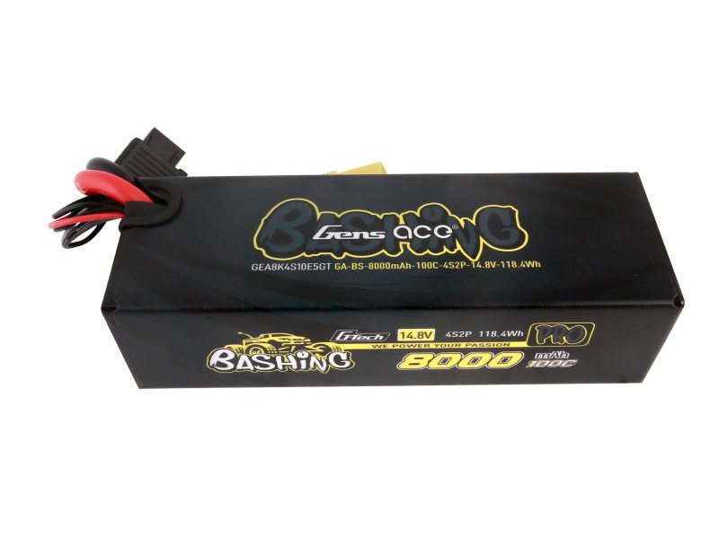 Gens Ace Li-Po Car G-Tech 4S2P 14.8V 8000mAh 100C Bashing with EC5 (O-GTC4S8000-100E5)