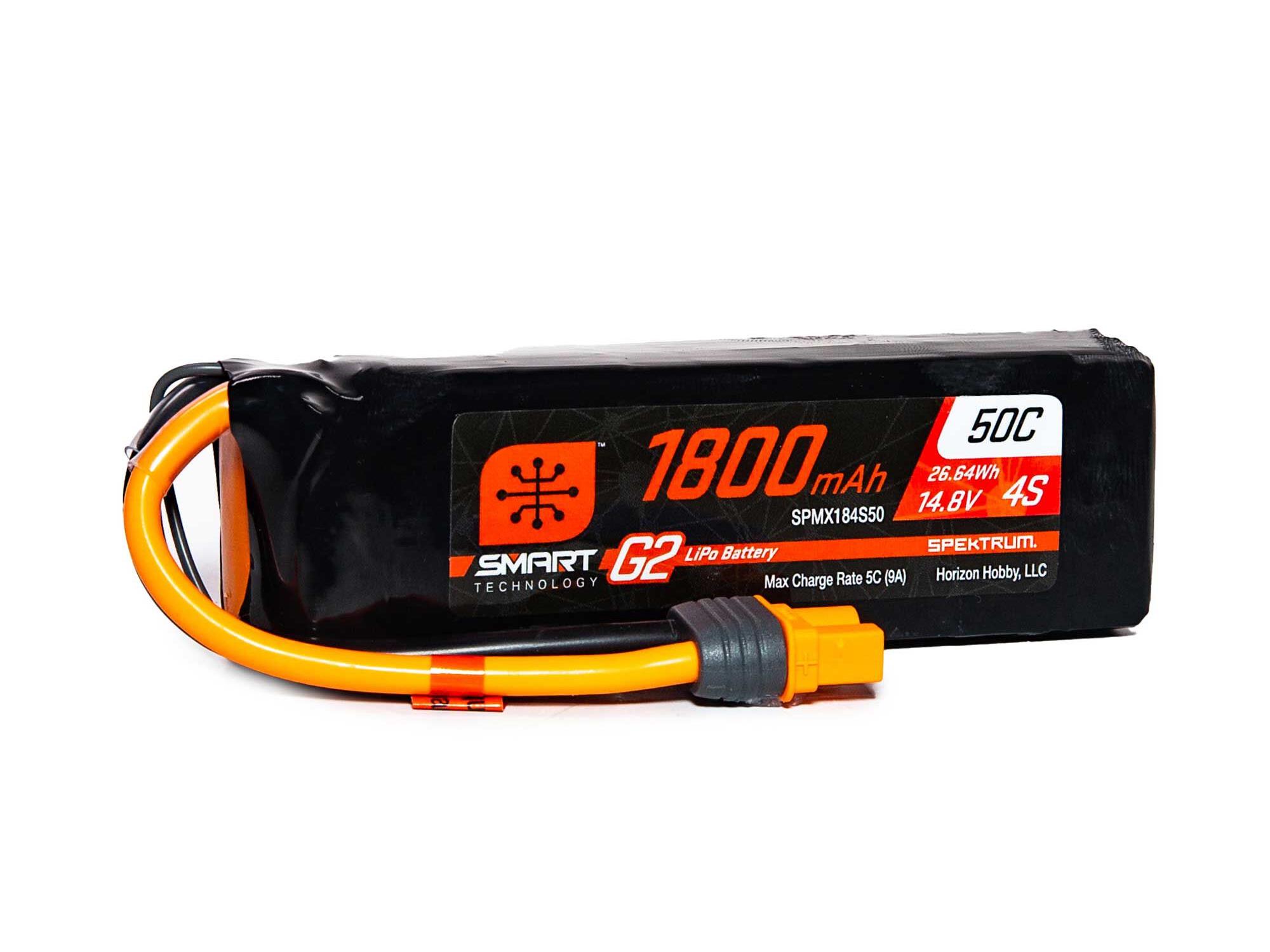 Spektrum 14.8V 1800mAh 4S 50C Smart G2 LiPo Battery: IC3 (O-SPMX184S50)
