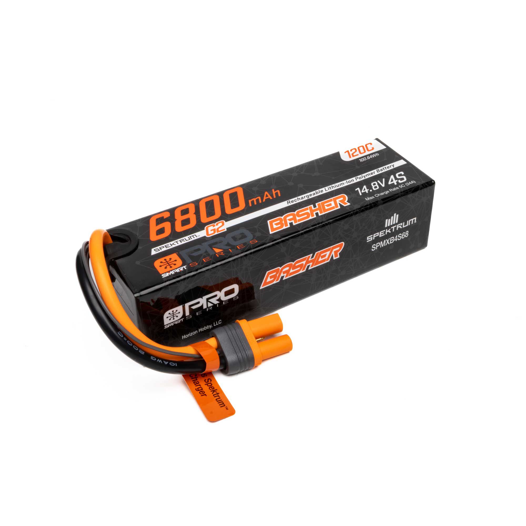 Spektrum 14.8V 6800mAh 4S 120C Smart G2 Pro Basher LiPo: IC5 (O-SPMXB4S68)