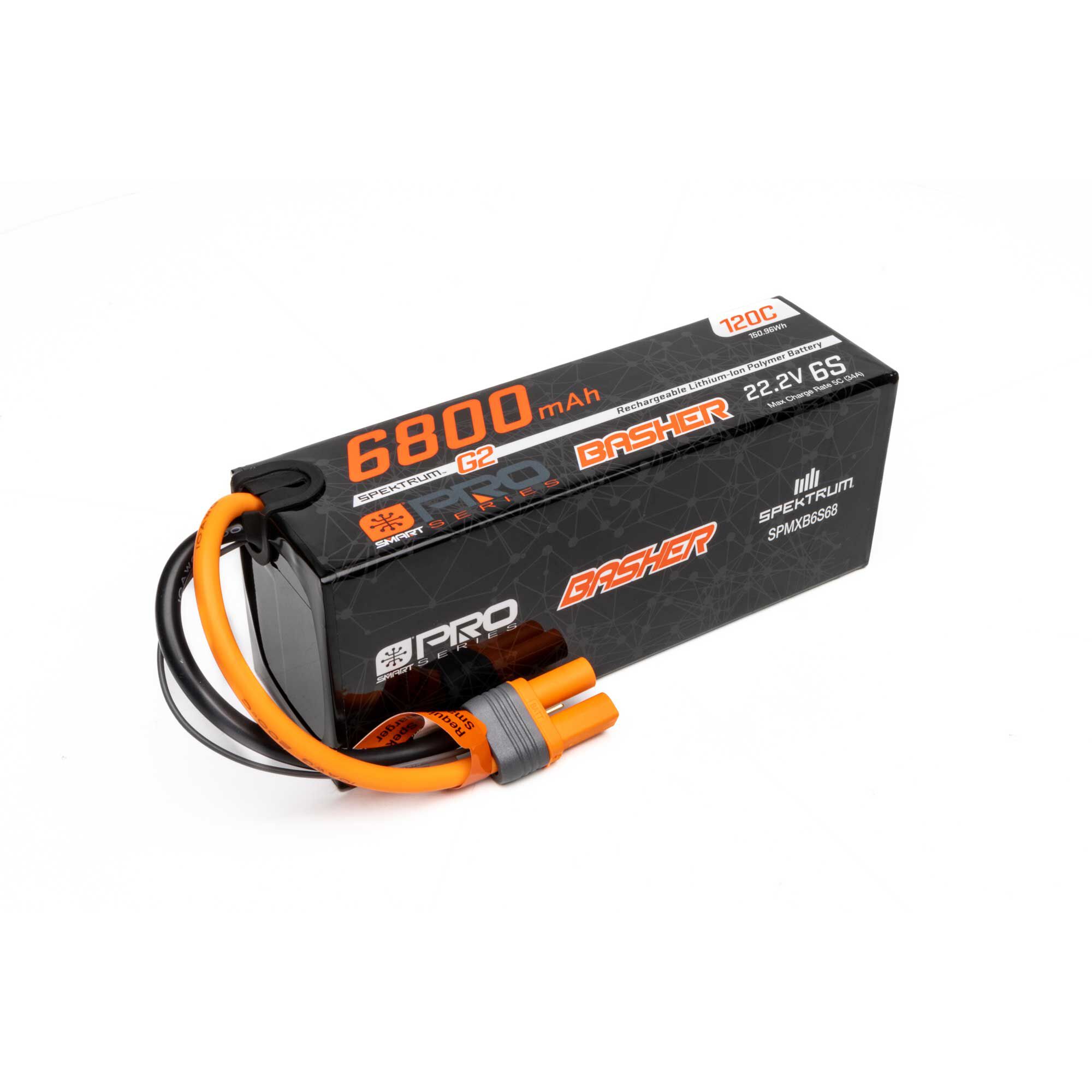 Spektrum 22.2V 6800mAh 6S 120C Smart G2 Pro Basher LiPo: IC5 (O-SPMXB6S68)
