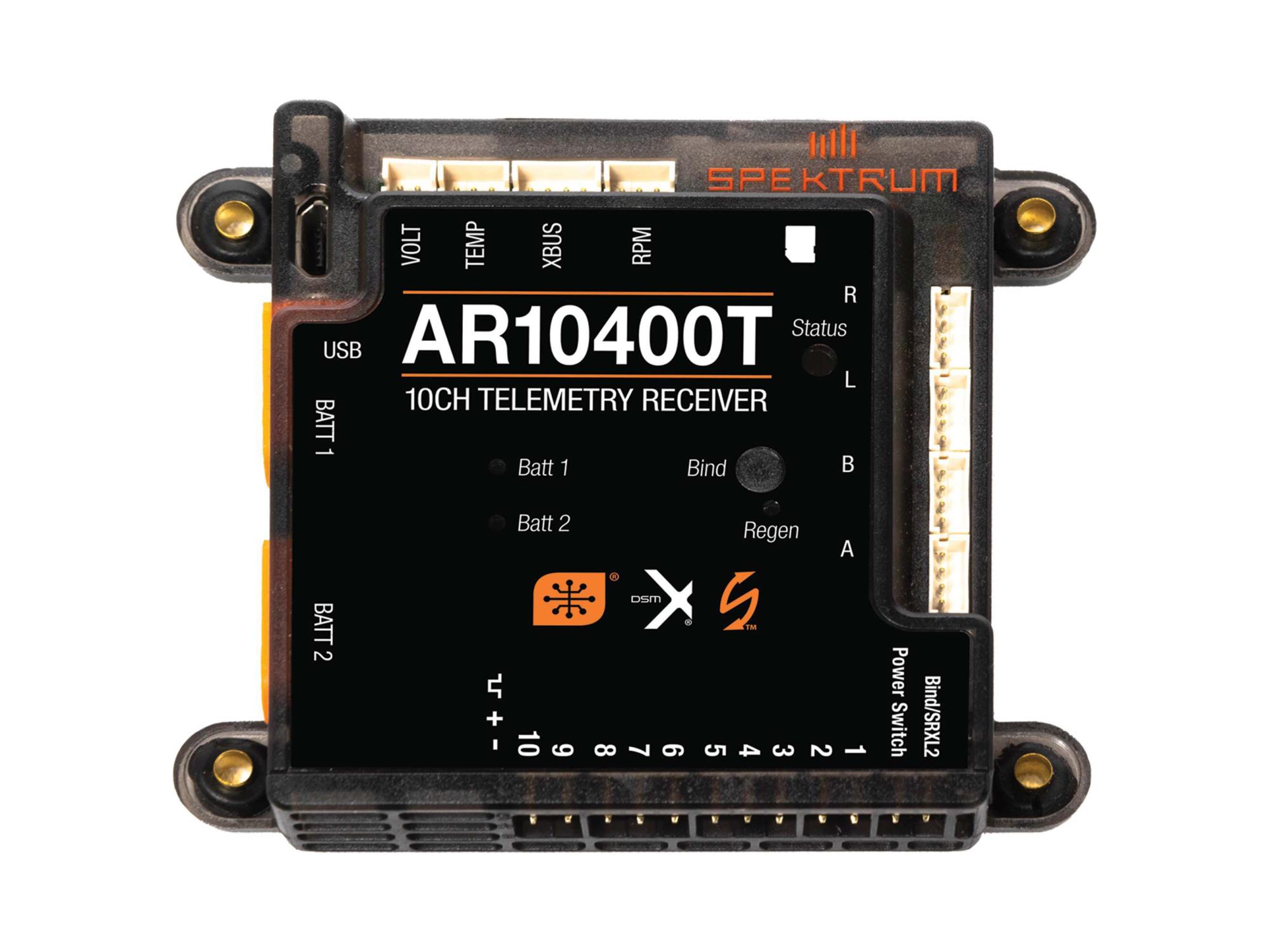 Spektrum AR10400T 10 Channel PowerSafe Telemetry Receiver (P-SPMAR10400T)