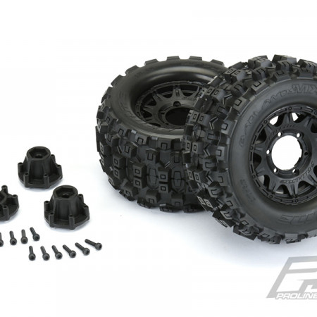 Proline Badlands MX28 2.8&quot; All Terrain Tyres Black Raid Wheels 12mm Hex (PL10125-10)