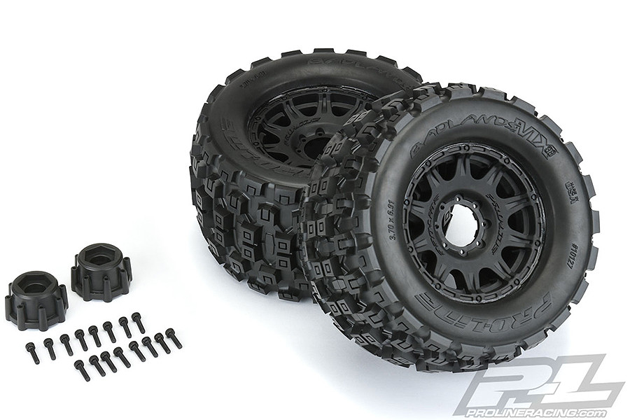 Proline Badlands MX38 3.8" All Terrain Tyres Black Raid Wheels 17mm Hex (G-PRO10127-10)