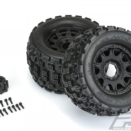 Proline Badlands MX38 3.8&quot; All Terrain Tyres Black Raid Wheels 17mm Hex (G-PRO10127-10)