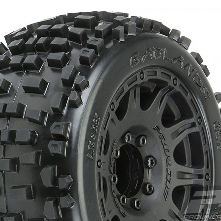 Proline Badlands 3.8&quot; All Terrain Tyres Black Raid Wheels 17mm Hex (G-PRO1178-10)