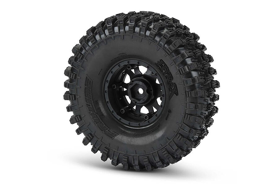 Proline Hyrax 1.9" Predator On Impulse Black/Silver Bead Lock Wheels (G-PRO10128-12)
