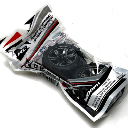 Roapex Stadium Truck 1:10 Tyre Morph On Chrome Black Wheels 12mm (2) (R2004CB2)