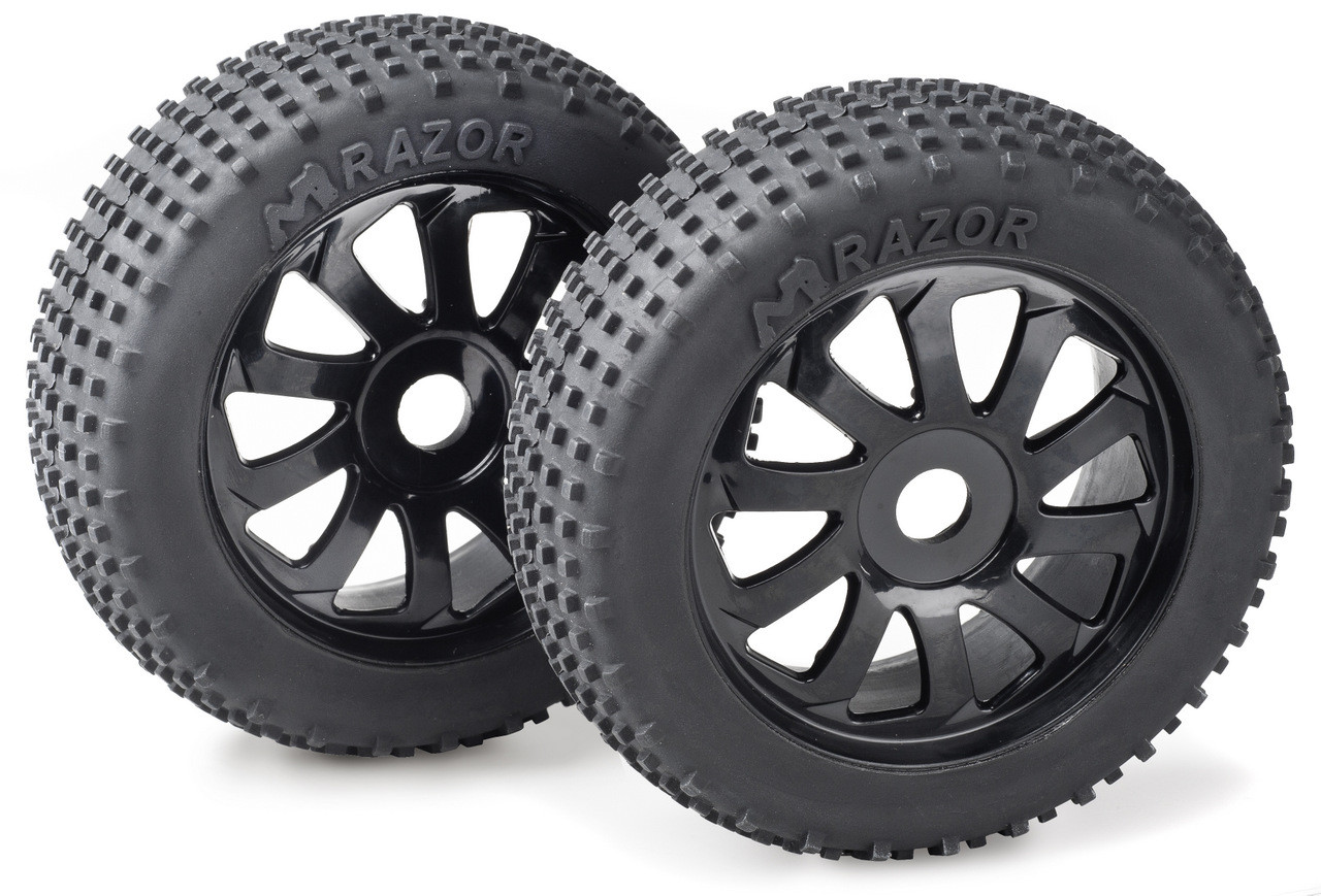 Absima Wheel Set Buggy &quot;Razor&quot; 10 Spokes/Dirt black 1:8 (2) ( AB 2520015)