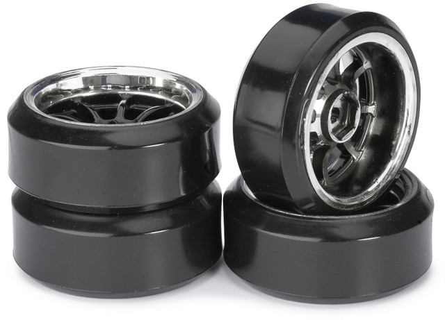 Absima Wheel Set Drift LP &quot; 9 Spoke / Profile C&quot; black/chrome 1:10 (4 pcs) ( AB 2510045)