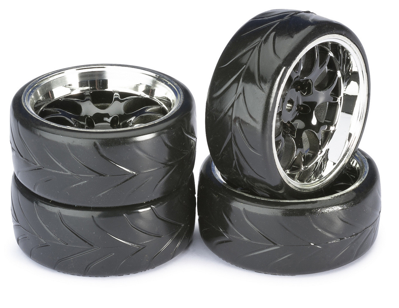 Absima Wheel Set Drift LP &quot; Comb / Profile A&quot; black/chrome 1:10 (4 pcs) ( AB 2510040)