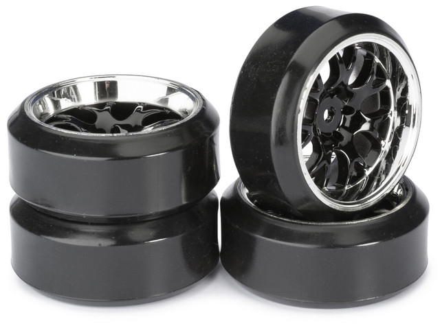 Absima Wheel Set Drift LP &quot; Comb / Profile C&quot; black/chrome 1:10 (4 pcs) ( AB 2510042)