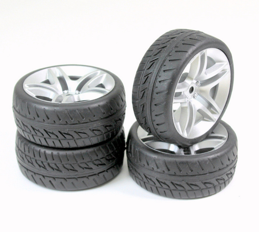 Absima Wheel Set Onroad &quot;10 Spoke / Profile&quot; Silver 1:10 (4) ( AB 2510005)