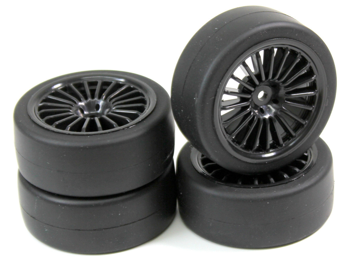 Absima Wheel Set Onroad &quot;15 Spoke / Slick&quot; black 1:10 (4 pcs) ( AB 2510001)
