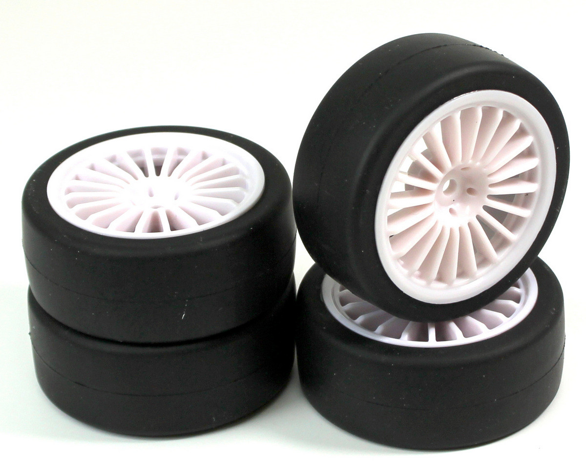 Absima Wheel Set Onroad &quot;15 Spoke / Slick&quot; white 1:10 (4 pcs) ( AB 2510002)