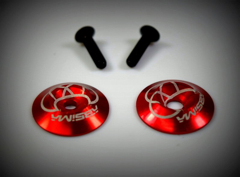 Absima Aluminium Rear Wing Washer, Red (2) ( AB 2440042)